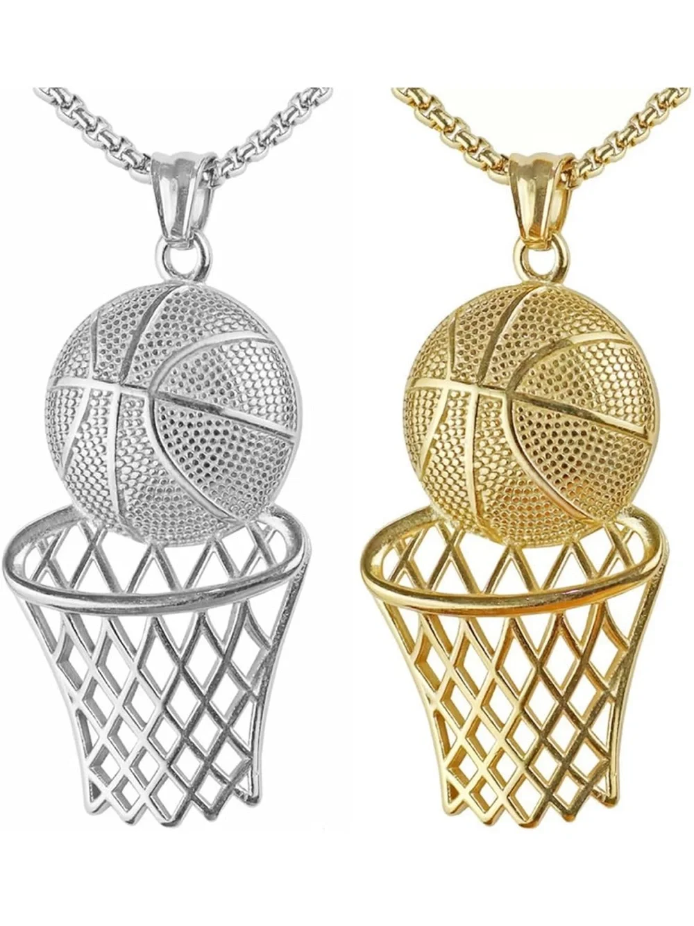 Gold Basketball Hoop Pendant Necklace C49